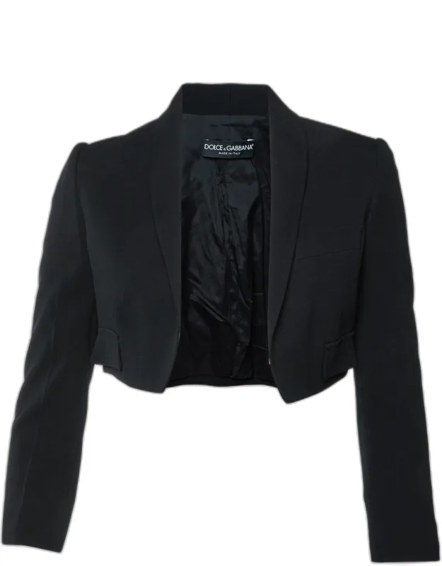 Open Front Cropped Blazer