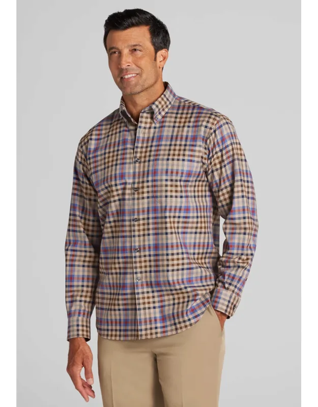 Traditional Fit Large Check Button Up Shirt