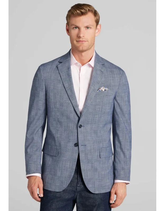 Comfort Stretch Tailored Fit Plaid Sportcoat