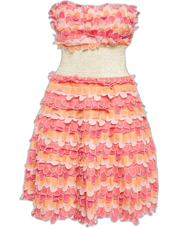 Lurex Trim And Cotton Scallop Tiered Mini Dress