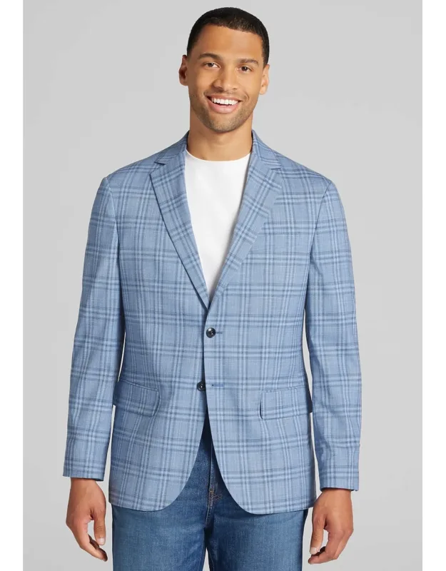 Comfort Stretch Tailored Fit Plaid Sportcoat, Sophisticated And Stylish, All-day Flexibility