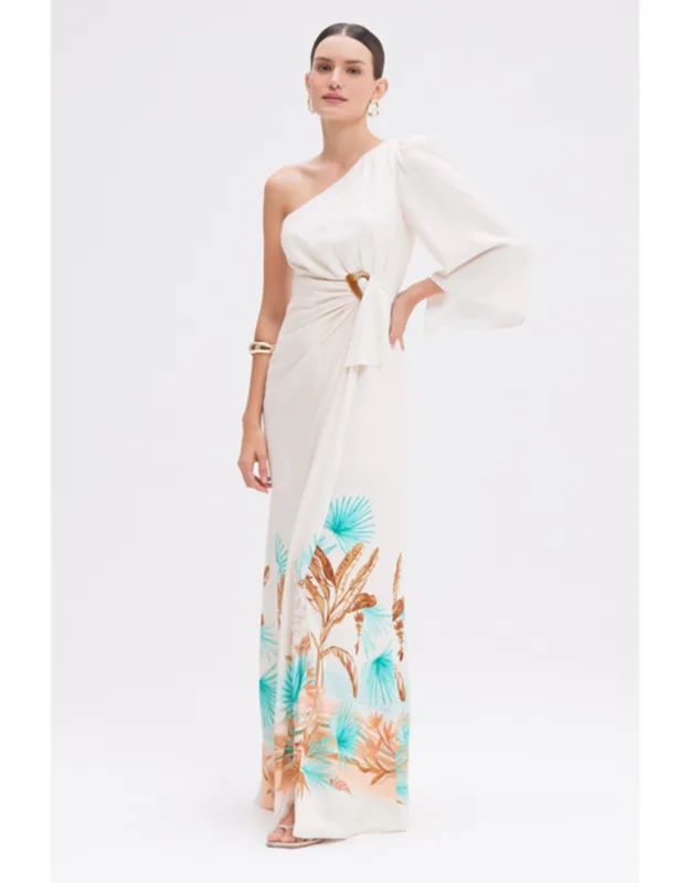 Tropical One Shoulder Maxi Dress