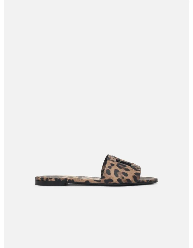 Leopard Leather Slippers