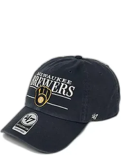 Milwaukee Brewers Mlb Team Name & Logo Clean Up Strapback Hat