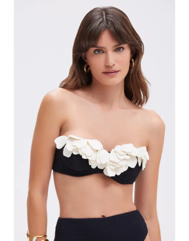 Breeze Jacquard Flower Applique Bikini Top