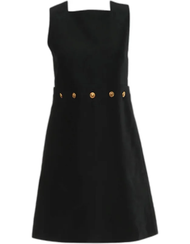 Sleeveless Logo Button A-line Dress