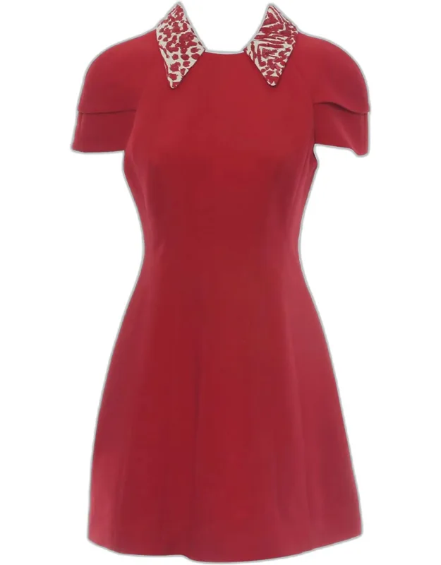 Silk Wool Embellished Collar Dress