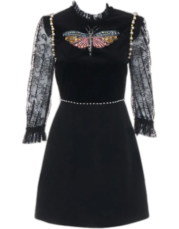 Lace Velvet Embellished Dress