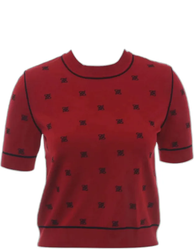 Embroidered Short Sleeve Knit Top