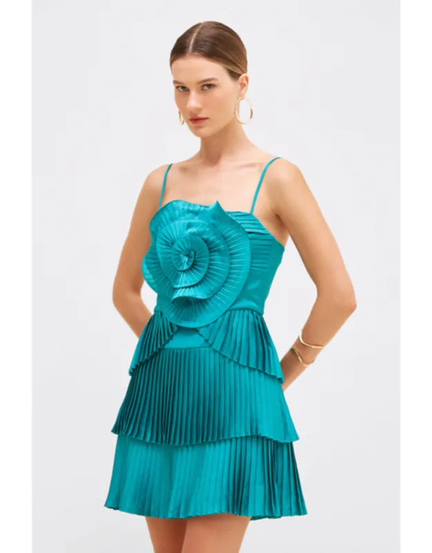 Dream Satin Flower Mini Dress