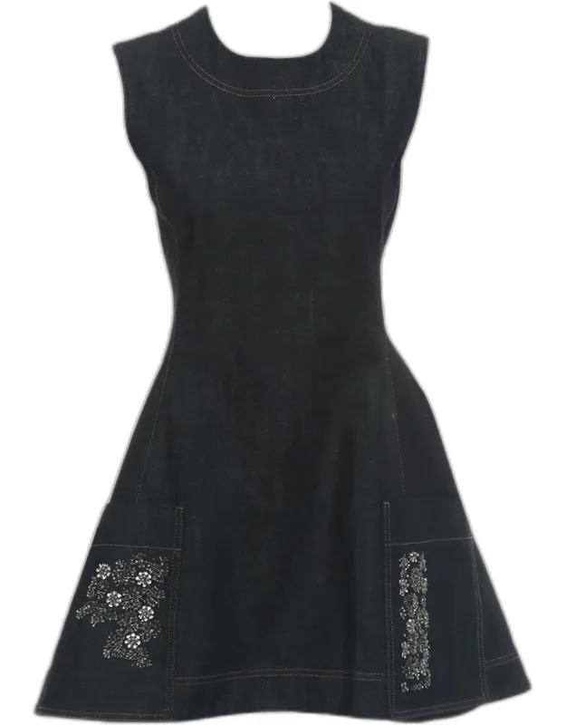 Embellished Pocket Denim Dress
