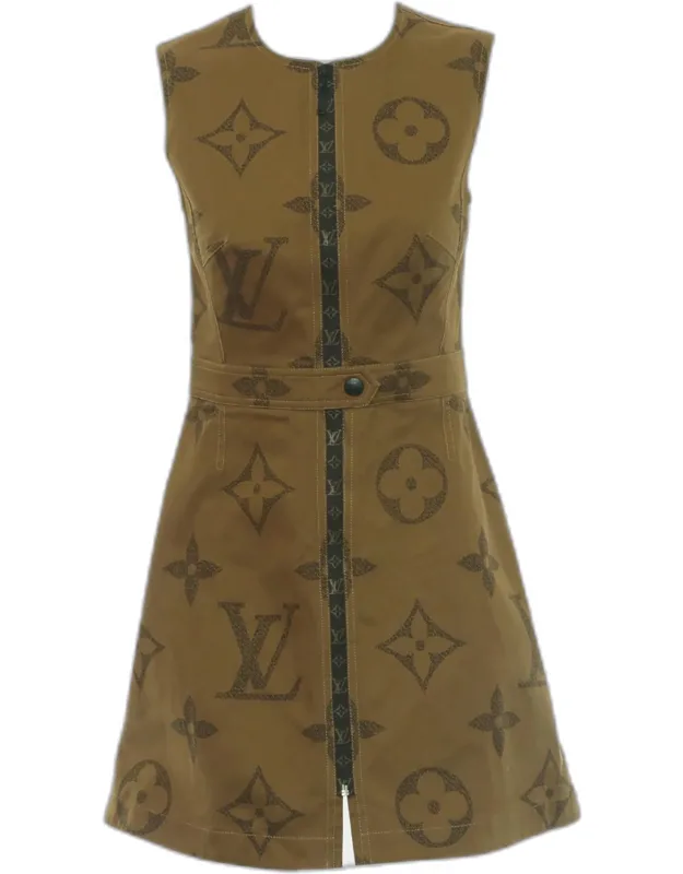 Zip Up Monogram Sleeveless Dress