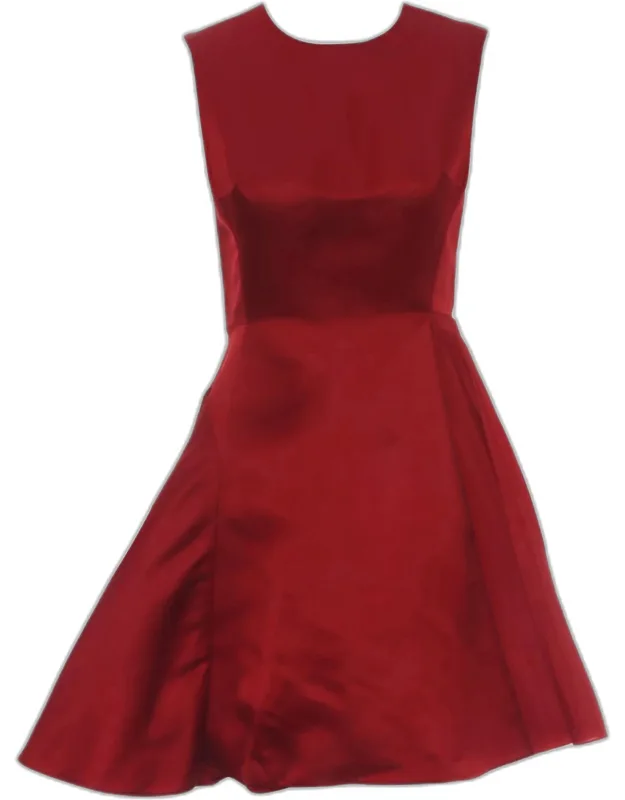 Sleeveless Flare Dress With Side Pleating