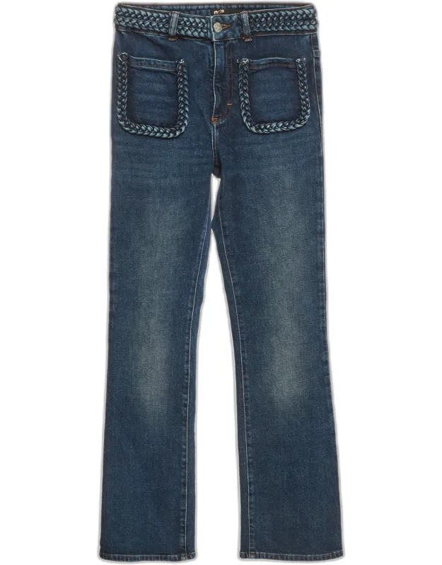 Denim Braided Trim Flared Jeans S/waist 26"