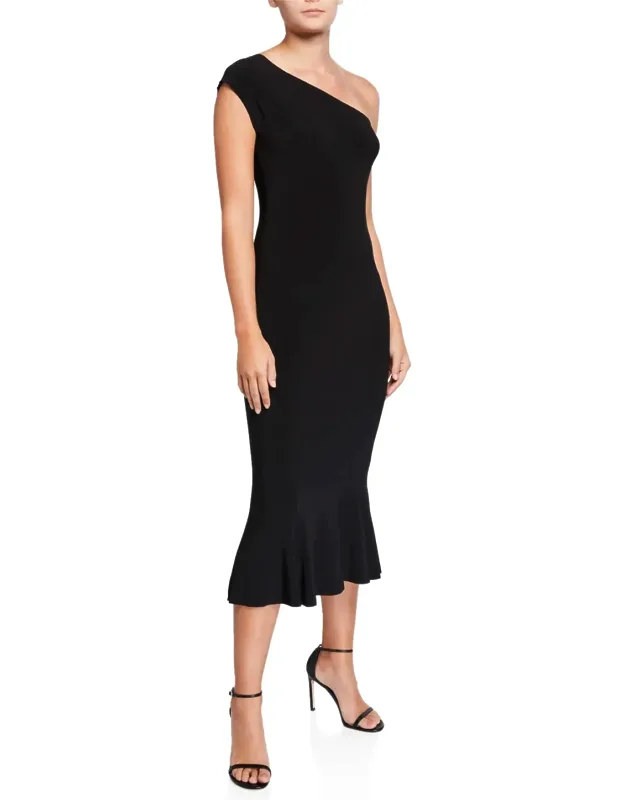 One Shoulder Fishtail Midi Dress