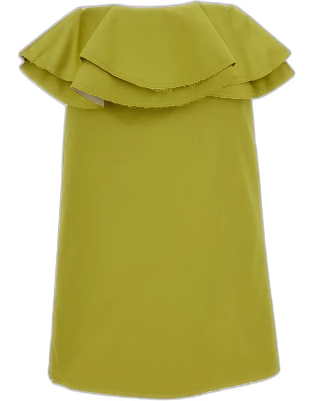Ruffled Duchess Satin Midi Skirt