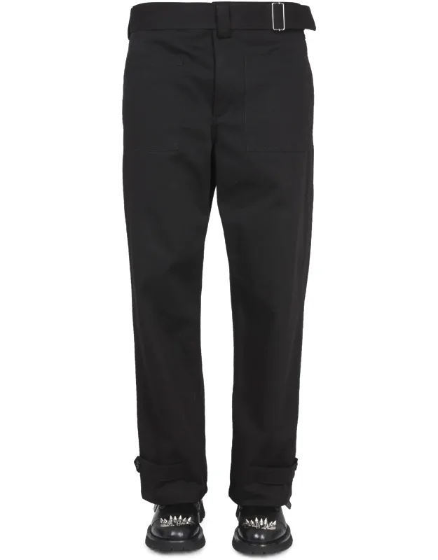 Cargo Pants With Belt Closure And 100% Cotton