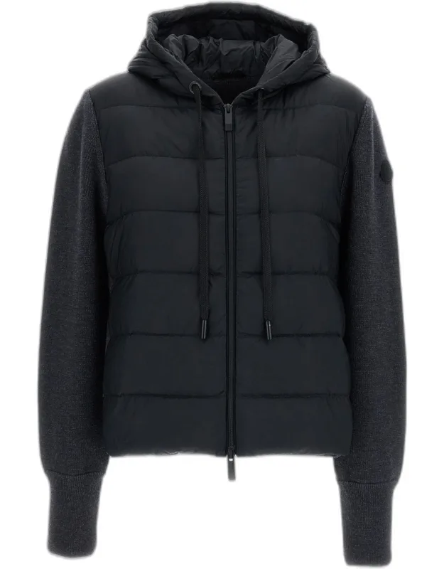 Wool Cardigan With A Padded Hood.