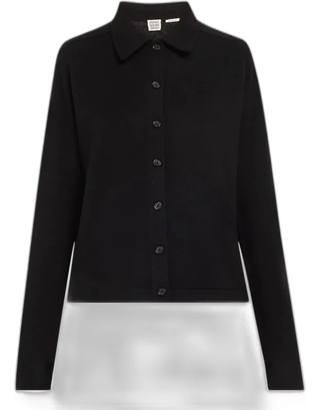 Cashmere Knit Button-front Cardigan