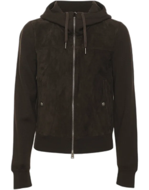 Suede And Knit Hooded Jacket