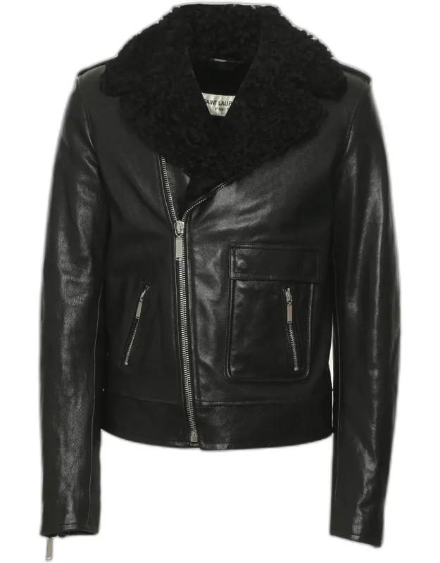 Leather Fur Lined Biker Jacket