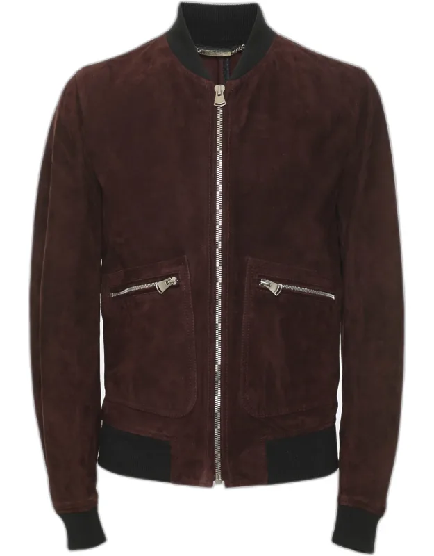 Suede Zip-pocket Bomber Jacket