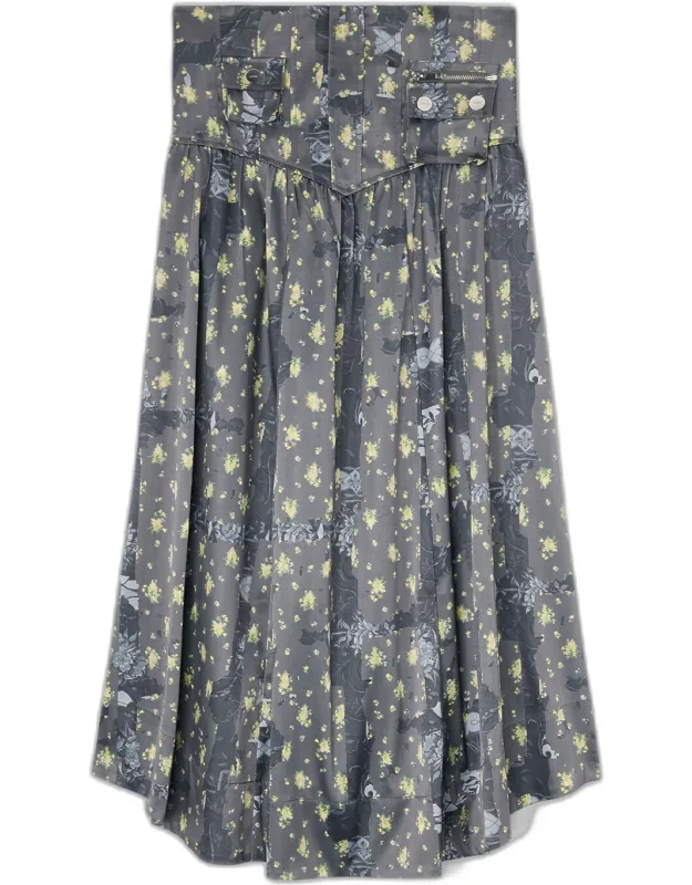 Skirt In Printed Satin