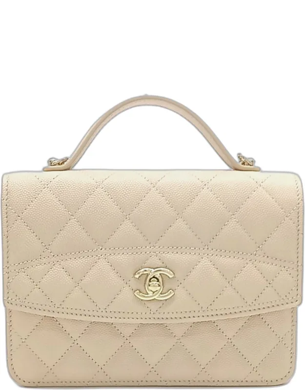 Cream Leather Mini Flap Backpack