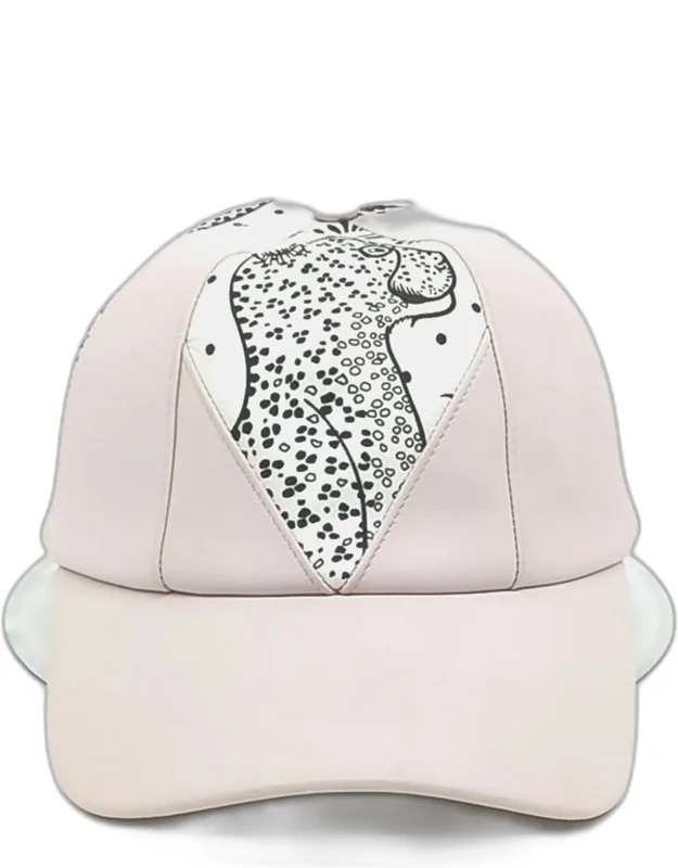 Light Pink/white Lambskin Leather Silk Cap