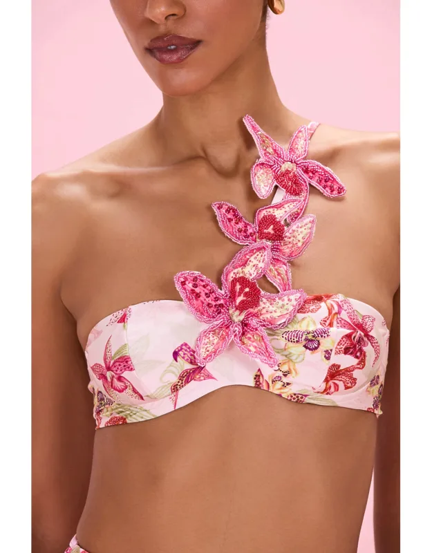 Orchid Bloom Beaded Flower Bikini Top