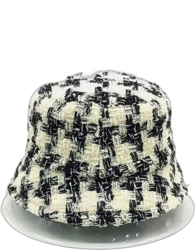 Houndstooth Tweed Bucket Hat
