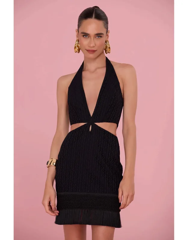 Fringe Mini Dress - Made In Brazil, 93% Polyamide, 7% Elastane
