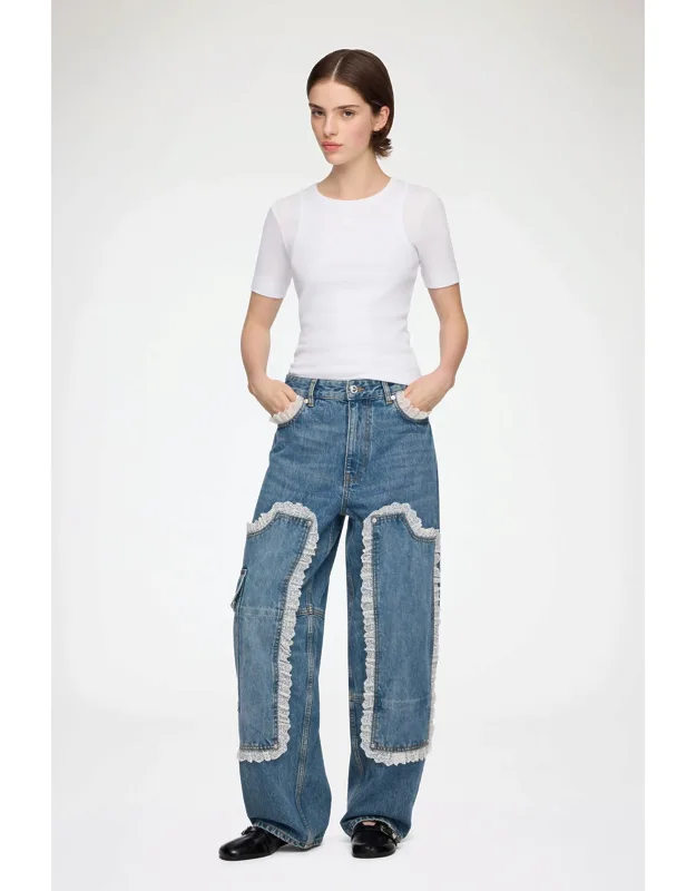 Audri Lace Jeans In Rigid Denim