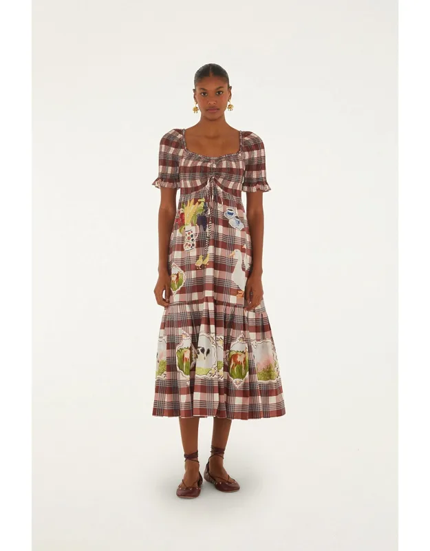 Country Table Tartan Smocked Maxi Dress