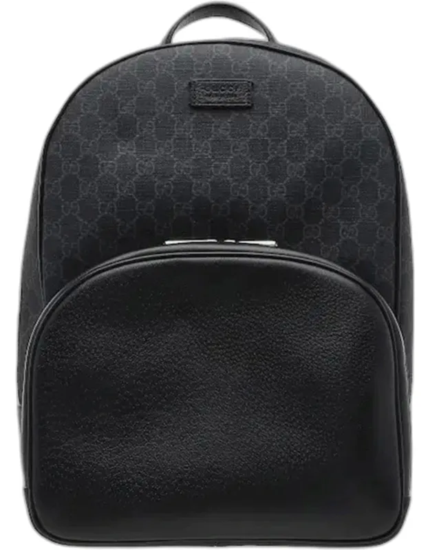 Gg Jacquard Medium Canvas Leather Backpack Bag