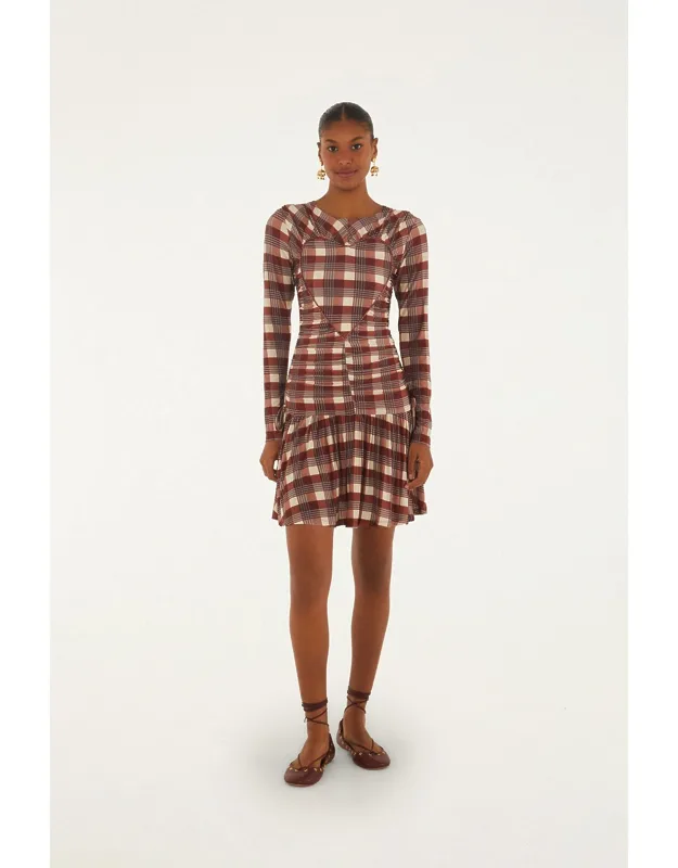 Country Tartan Heart Ruched Mini Dress