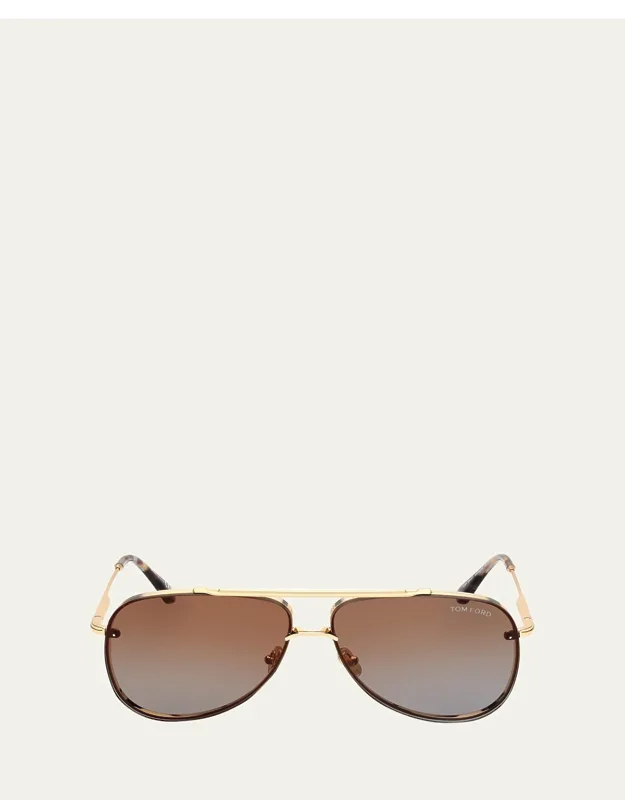 Tortoise Metal & Acetate Aviator Sunglass