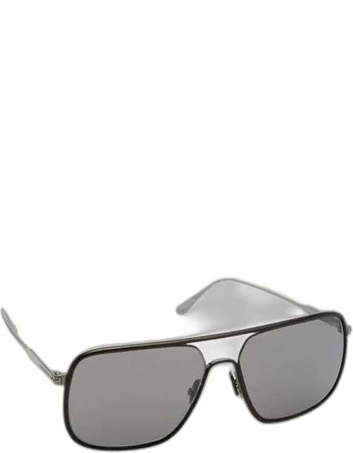 Cliff Metal & Leather Aviator Sunglasses