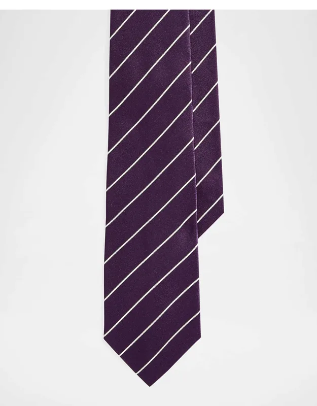 Thin Stripe Satin Silk Tie