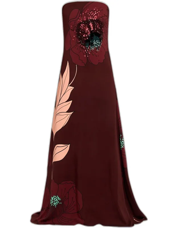 Petals Sequined Silk Maxi Dress
