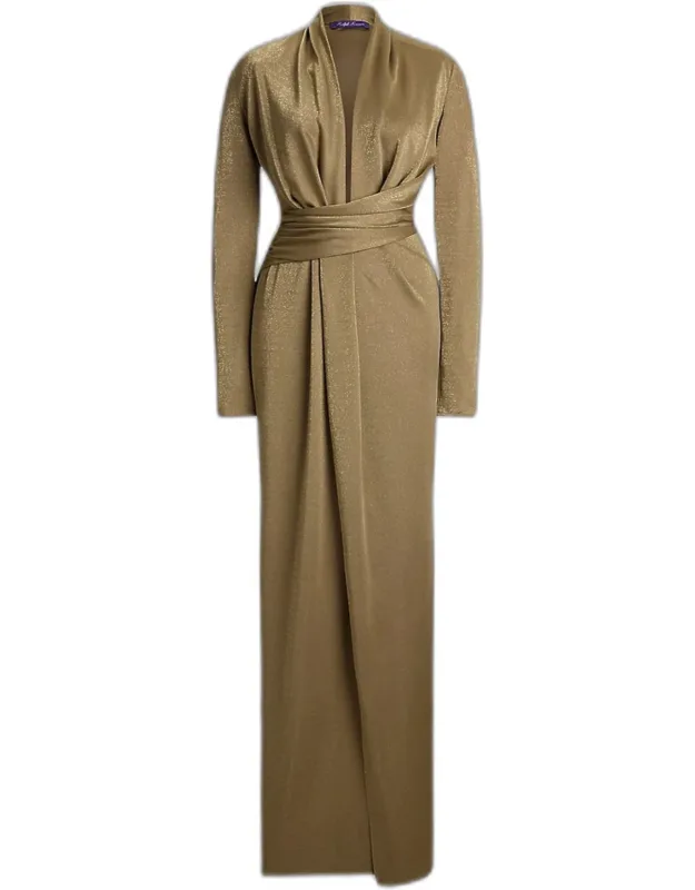 Metallic Jersey Evening Dress