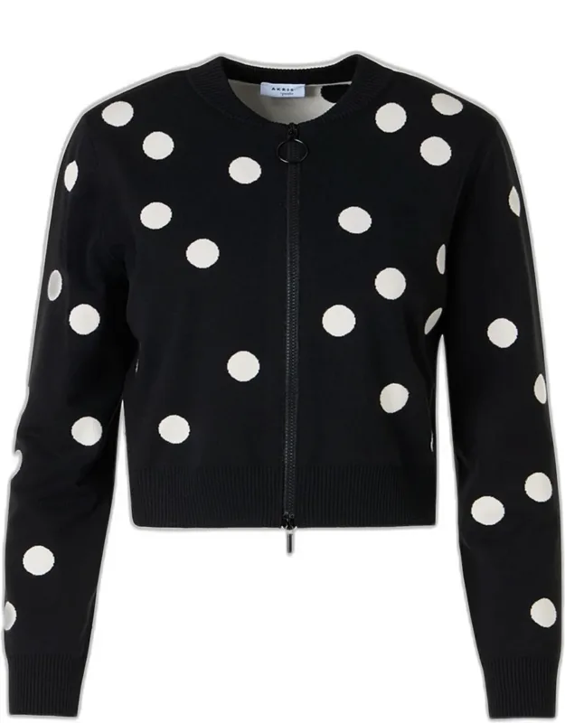 Polka Dot Wool Zip Cardigan