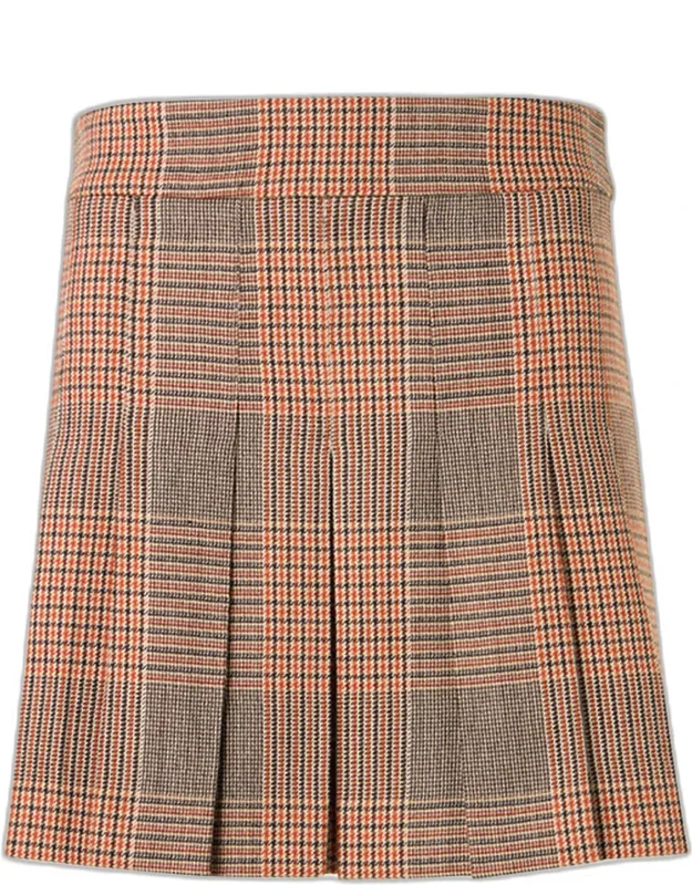 Glen Check Pleated Mini Skirt