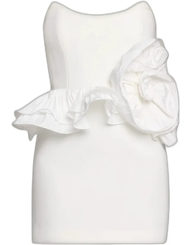 Strapless Flower Peplum Mini Dress