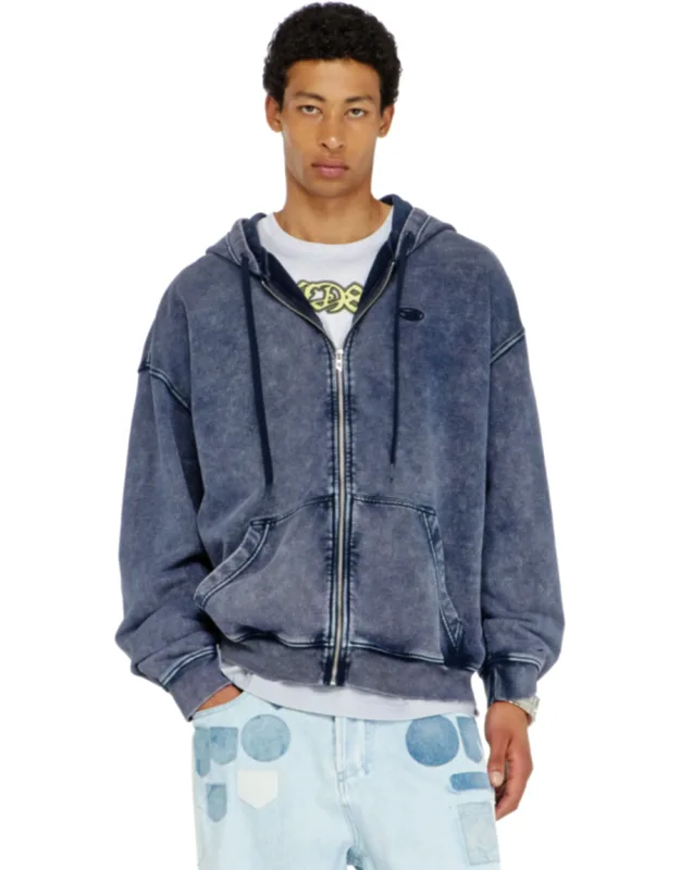 Zip-up Hoodie In Treated Cotton Fleece