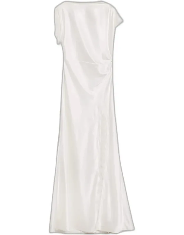 Draped Lace Satin Dress