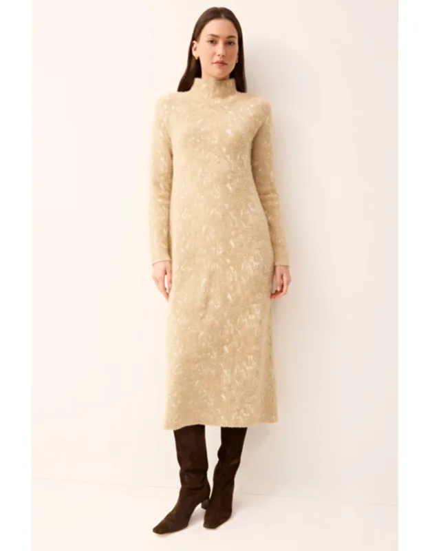 Brylee Dress - Mock Neck Slip-on Style, Soft Eyelash Jacquard Knit