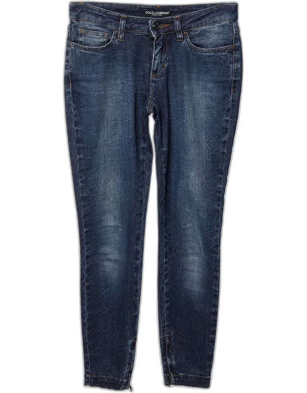 Denim Zip Detail Low Rise Jeans