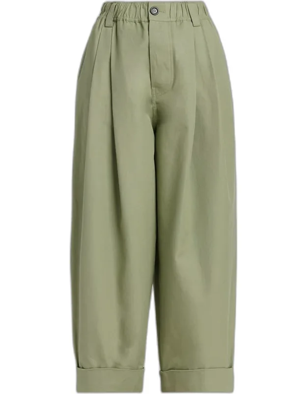 Pleated Canvas Wide-leg Pants