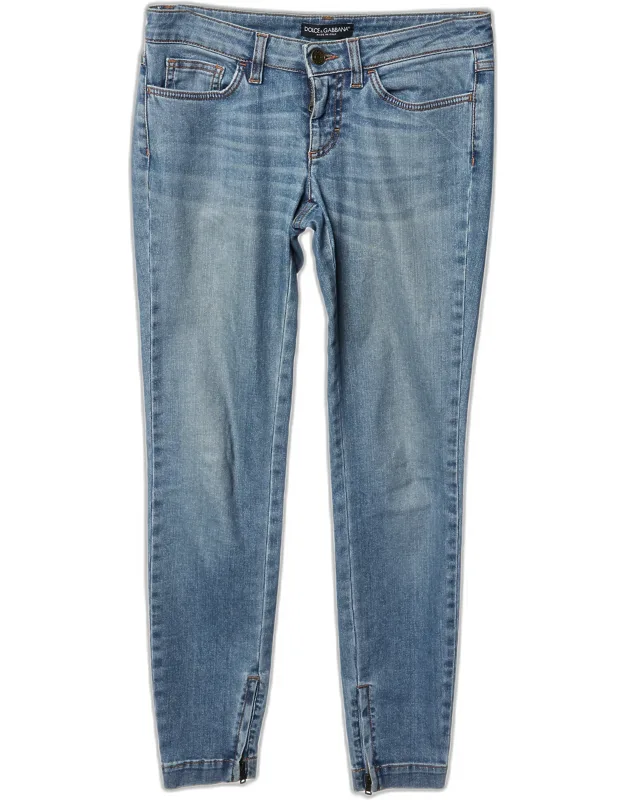 Denim Zip Detail Low Rise Jeans